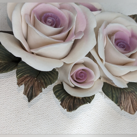 Handcrafted Porcelain Bisque Figurine Lavender Roses & Stems Home Decor 7" X-1 - Picture 9 of 12